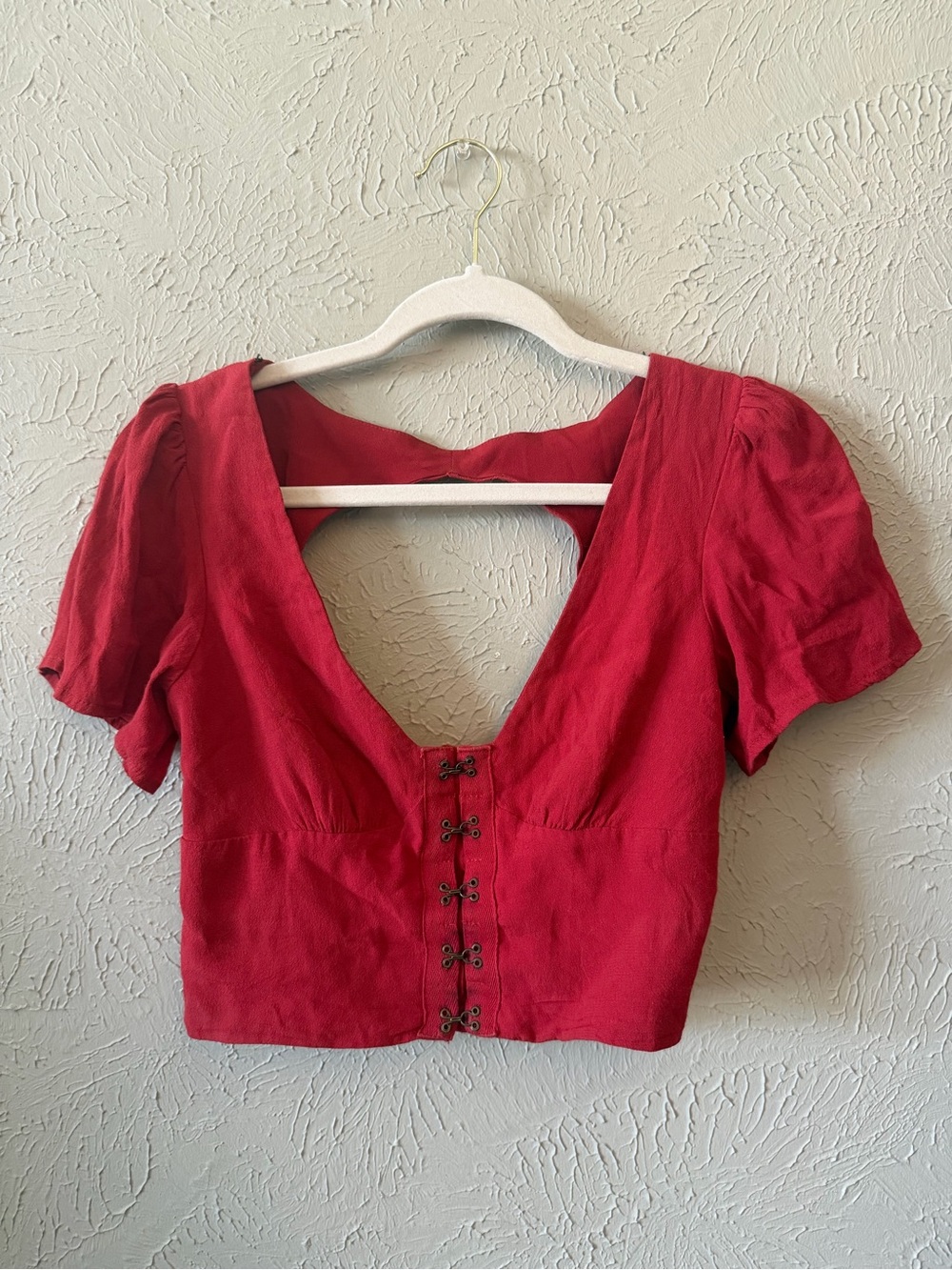 Vintage Red corset top with lace up front and backless